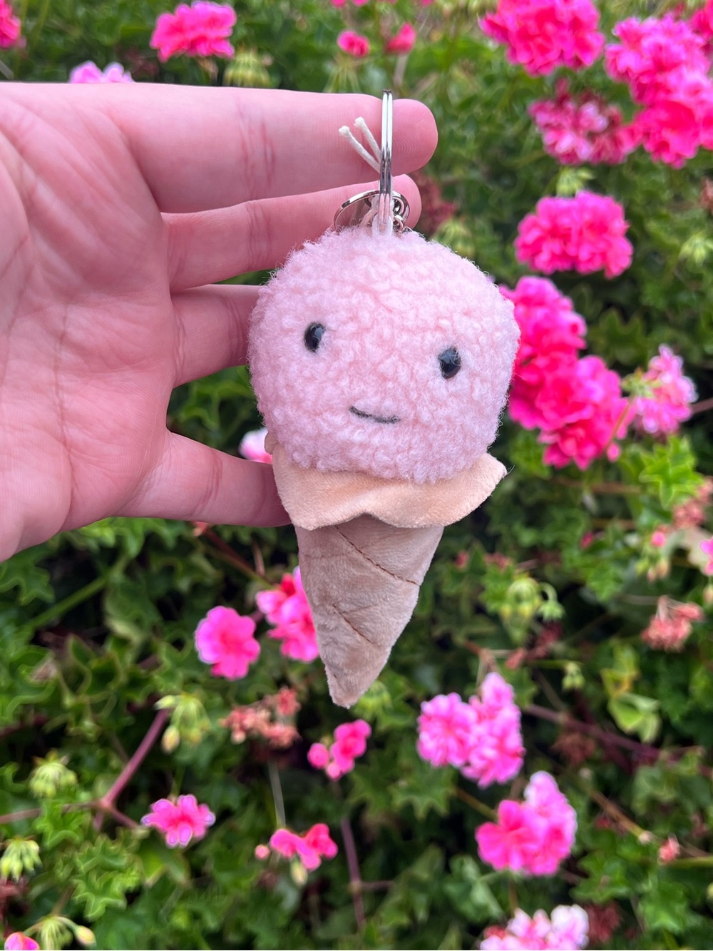 PINK ICE CREAM PLUSH KEYCHAIN